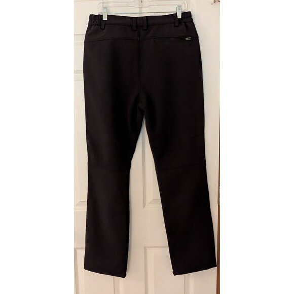 Mens Outdoor Fleece Lined Softshell Black Pants US Large Elastic Waistband Zip - Picture 2 of 9